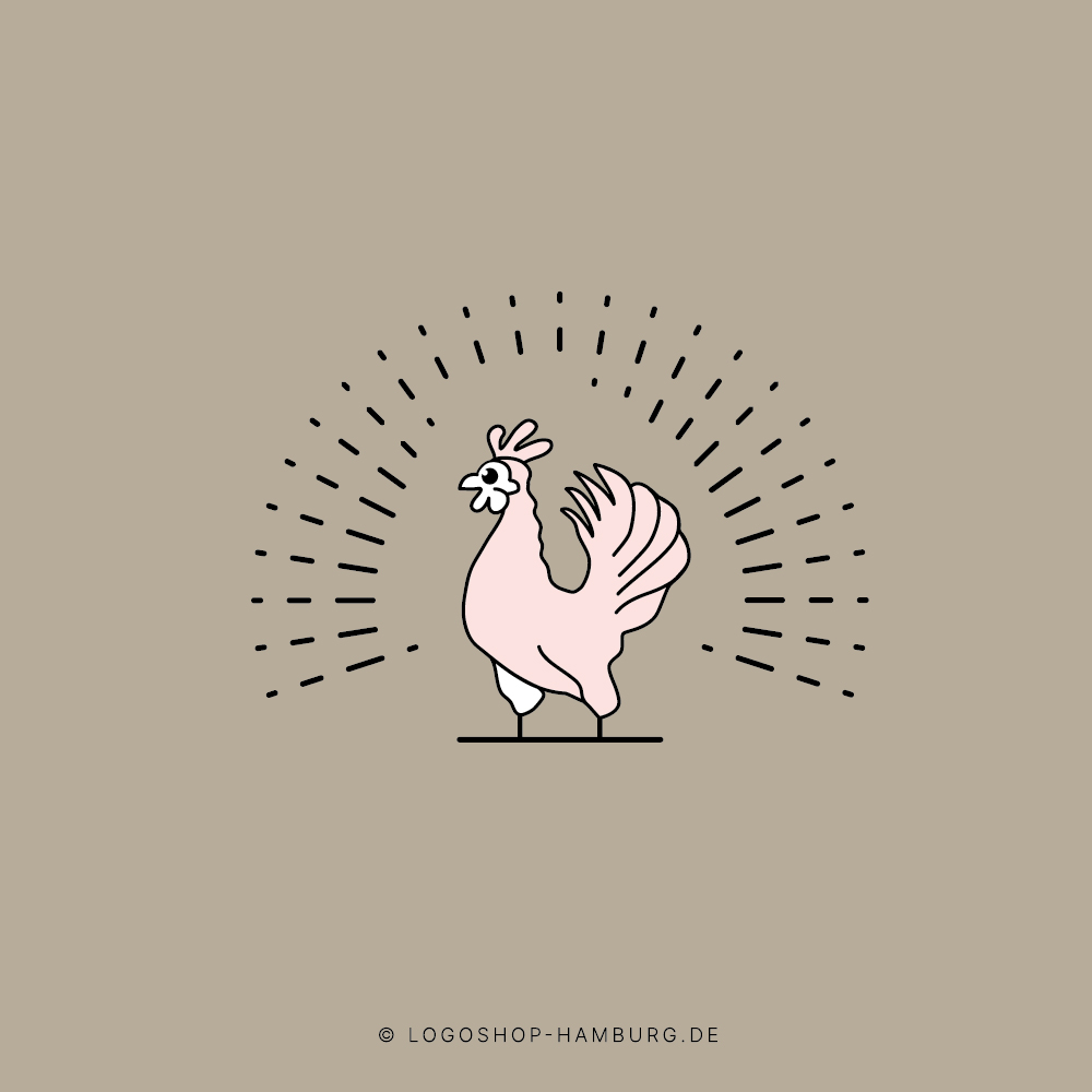 Logo Huhn rosa auf hellbraun